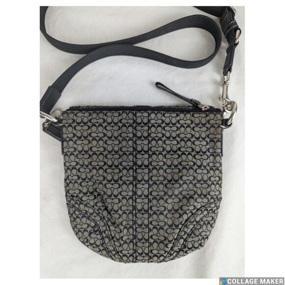 Authentic COACH Soho Mini Signature Swingpack - Black & Gray C Jacquard - Picture 4 of 15